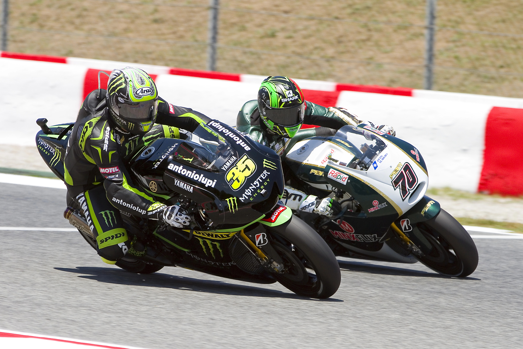 Cal Crutchlow (35) of Monster Yamaha racing at Practice Session of MotoGP Grand Prix of Catalunya, on June 14, 2013 in Barcelona, Spain. Valentino Rossi posts the fastest time.