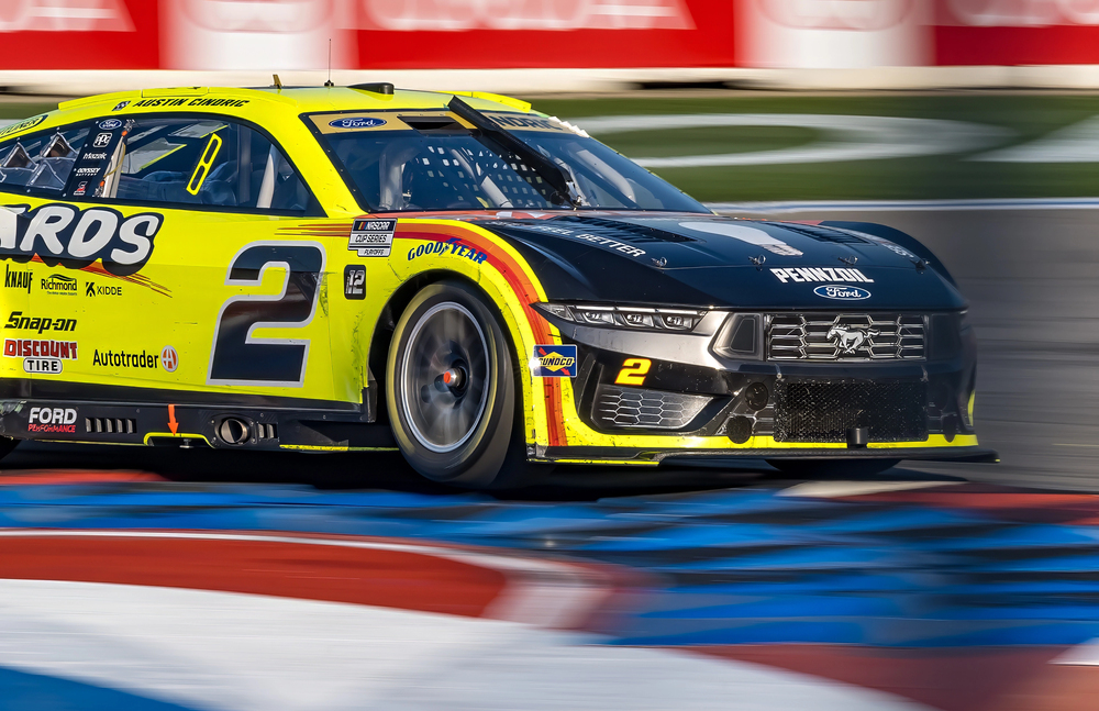 NASCAR Cup Series driver, AUSTIN CINDRIC (2) of Mooresville, NC, races through the turns during the Bank of America ROVAL 400 at Charlotte Motor Speedway Road Course in Concord, NC. — Photo by actionsports