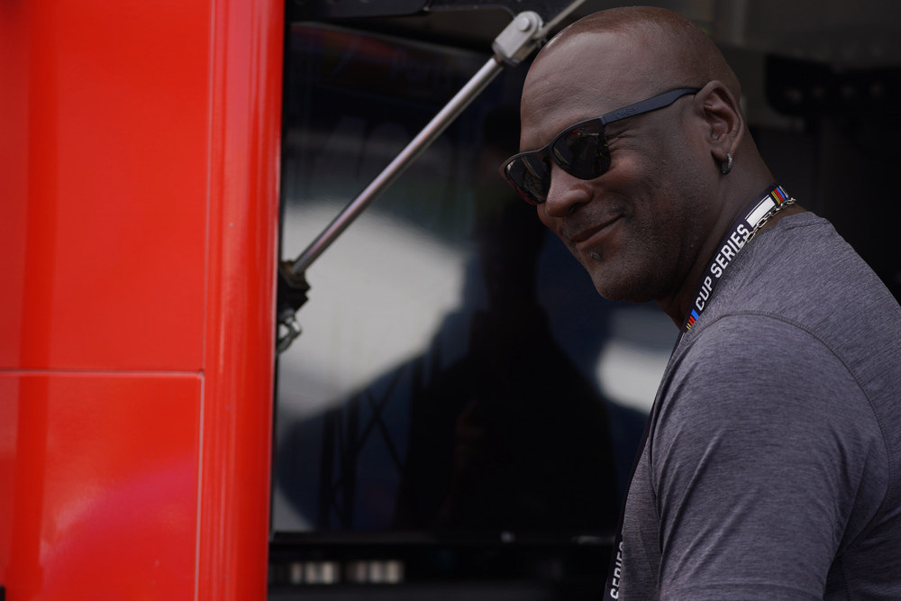 Team owner, Michael Jordon, watches the Federated Auto Parts 400 in Richmond, VA, USA. — Photo by actionsports
