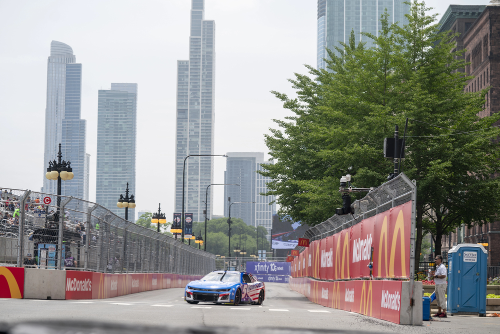 NASCAR Cup Driver, KYLE LARSON (5) races for position through the city streets for the Inaugural Grant Park 220 on the Chicago Street Course in Chicago IL. — Photo by actionsports
