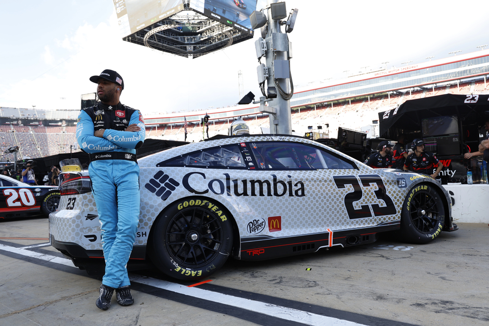 NASCAR Cup Series Driver, Bubba Wallace (23) takes to the track to practice for the Bass Pro Shops Night Race at the Bristol Motor Speedway in Bristol TN. — Photo by actionsports